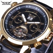 Men Watch Top Brand Luxury JARAGAR Mechanical Watches Leather Real Flying Tourbillon Gold Case Skeleton Wristwatches 2024 - buy cheap