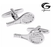 iGam Tennis Racket Cufflinks Silver Color Copper Material Nolvety Sport Design Free Shipping 2024 - buy cheap