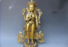 USPS to USA S0761 21"Tibet Buddhism Temple Old Bronze Gild White TaRa Bodhisattva Kwan-Yin Buddha 2024 - buy cheap