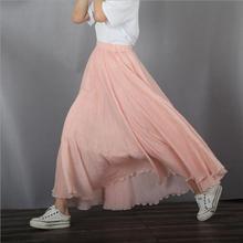 Женская льняная юбка с высокой талией, длинная Плиссированная юбка с эластичной резинкой на талии, LY312, весна-лето 2019 2024 - купить недорого