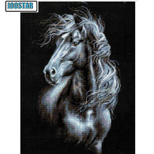 Pintura com diamantes para ponto cruz 5d quadrado completo bordado cavalo preto mosaico imagem quebra-cabeça 2024 - compre barato