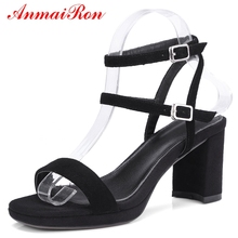 ANMAIRON  Kid Suede  Basic  Casual  Woman Sandals 2018 Summer  Fashion  Buckle Strap Women Summer Sandals Size 33-39 LY678 2024 - buy cheap