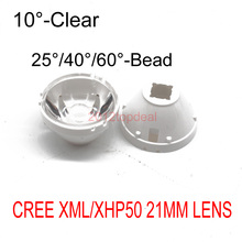 Lente de led cree xml xm-2 xhp50, lente led de 21mm com suporte branco, 10/25/45/60 graus, lente/refletor de colisão, com 10 peças 2024 - compre barato
