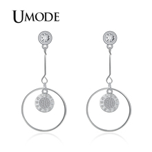 UMODE New Clear Round Zircon Drop Earrings for Women with Big Circle New White Gold CZ Crystal Jewelry Love Forever AUE0485 2024 - buy cheap