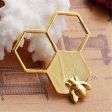 8Seasons Zinc Based Alloy Connectors Findings Honeycomb Gold Plated Bee Carved Hollow DIY Jewelry Findings 31mm x 29mm, 10 PCs 2024 - buy cheap