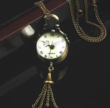 New Retro Vintage Bronze Quartz Ball Glass Pocket Watch Necklace Chain Steampunk Gofuly 2024 - buy cheap