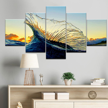 Canvas Paintings Modular Sports Surf Picture Wall Art Frame Home Decor 5 Panel Blue Glass Waves Seascape Photo Modern HD Printed 2024 - buy cheap
