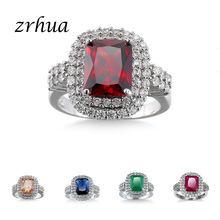 ZRHUA Fashion Elegant Princess Cut Crystal Wedding Engagement Bands Rings Women 925 Sterling Silver Proposal Rings Accessories 2024 - buy cheap