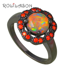 Generous Opal Crystal Flower shape Brown fire Opal Silver stamped Rings fashion jewelry for women OR796 2024 - buy cheap