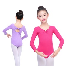 Children Ballet Dance Costume Long Sleeve Dancing Suit Girl Cotton Dancing Practice Wear Body Dance Body Bow Tie Jumpsuit  D0767 2024 - buy cheap