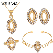 Weibang conjunto de joias com pingentes e colar feminino, elegante, dourado, pérolas, presente de casamento, dropshipping 2024 - compre barato