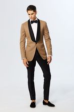 Chaqueta de 2 piezas para hombre, traje ajustado con solapa de chal dorado, elegante y personalizado, esmoquin para novio y graduación, novedad de 2017 2024 - compra barato