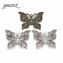 YuenZ-Colgante de Metal con forma de mariposa hueca, colgante de color plateado antiguo para bricolaje, pulsera, collar, fabricación de joyas, 37x29mm, 4 Uds., D204 2024 - compra barato