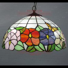 16 Inch Flesh Country Flowers Tiffany pendant light Country Style Stained Glass Lamp for Bedroom E27 110-240V 2024 - buy cheap