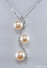 Hot selling free shipping******* Genuine Pink Pearl White natural Crystal Pendant free Necklace 2024 - buy cheap