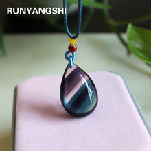 Natural crystal stone Colorful fluorite Pendant Charm Jewelry Healing Chakra Personalized Necklace Gem Quartz Droplet shape 2024 - buy cheap