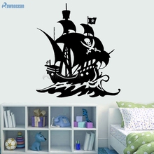 Nautical Home Decor Pirate Ship Wall Decals Marine Ship Vinyl Art Wall Sticker For Children Rooms Removable Wallpaper Mural C-21 2024 - buy cheap