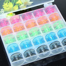 Box With 25 Empty Colorful Bobbins for Sewing Machine Spools Plastic Storage 2024 - buy cheap