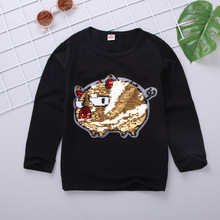 2019 spring cotton kids girls t shirt tops tees casual fashion long sleeve change color sequin t-shirt children clothes girl 2024 - buy cheap