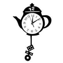 Creative Kitchen Clocks Teapot Pendulum Wall Clock Hanging Wall Mounted Watches Modern Design Teapot With Tea Bag Cookie 2024 - buy cheap