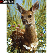 HOMFUN 5D DIY Diamond Painting Full Square/Round Drill "Animal deer" 3D Embroidery Cross Stitch gift Home Decor A00279 2024 - buy cheap