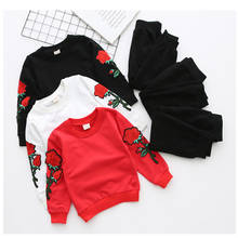 Girls Clothing Sets Baby Girl Roses Floral Embroidery Clothes Sets Spring Kids Long-sleeve Sport Wear 2pcs Children Sport Suits 2024 - buy cheap