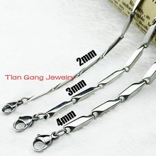 2/3/4mm wid choose Men's Necklace  Brand New 316L Stainless Steel Silver Color Stick Link Chain Necklace High Polished 2024 - buy cheap