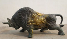 Chinese Antique Bronze Cow With Gold Gilt Kylin Statue Free Shipping 2024 - buy cheap