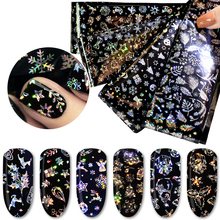 4pcs/lot Colorful Laser Snowflake Nail Art Stickers Transfer Star Nail Sequins Gel Polish Christmas Design Nail Wrap Decoration 2024 - buy cheap