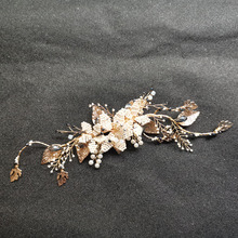 SLBRIDAL Handmade Golden Austrian Crystal Rhinestone Peearls Women Jewelry Wedding Hair Clip Barrettes Bridal Hair accessories 2024 - buy cheap