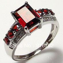 free shipping P&P *******Size 7-9# Jewelry Ravishing Woman's Red Garnet 10KT white Gold Filled Ring 2024 - buy cheap