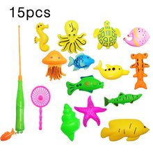 15 шт. набор пластиковых магнитных игрушек для рыбалки детская игрушка игра в рыбалку для детей 1 полюс 1 сетка 13 магнит Рыба для использования в помещении на открытом воздухе 2024 - купить недорого