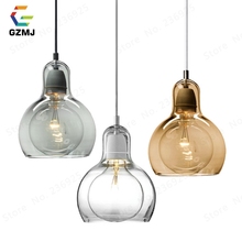 Greduj-lâmpada led suspensa moderna, luz transparente, cinza, abmer, bola de vidro, quarto, suporte e27, sala de estar, sala de jantar, pendurar