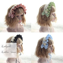 Sweet Ruffled Lolita Bonnet Lace Trimmed Headband 2024 - buy cheap