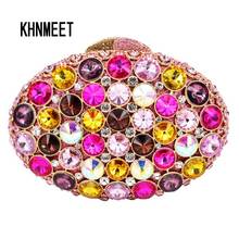 FPNK Evening Clutch Bag Oval Colroful Luxury Diamond Crystal Stones Evening Bag Wedding Purse Women Banquet Boutique Bag SC546 2024 - buy cheap