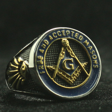 Freemasonry Masonic Cool Ring 316L Stainless Steel Blue Ring 2024 - buy cheap