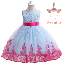 2019 New Unicornio girls dress Baby Kids Party Bow Princess Costume GirlFlower Wedding Bridesmaid Formal Dresses 2024 - buy cheap