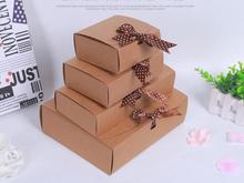 3 sizes Large cardboard Gift box+ribbon packaging paper craft box wedding, Kraft Rectangle gift paper box packing for gift 2024 - buy cheap