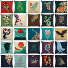 Lindo capa de almofada arte abstrata pássaros coloridos pavão coruja águia beija-flor capa de almofada sofá 2024 - compre barato
