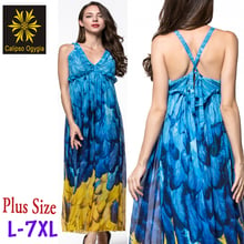 Plus size 5XL/6XL/7XL New Arrival Cute Blue summer Chiffon Dresses Women clothing Loosen Summer elegant Cool Aliexpress CO7028 2024 - buy cheap