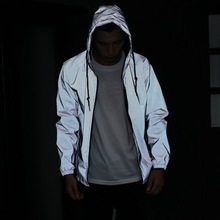 Men Jacket Casual Hiphop Windbreaker Reflective Jacket Coat Hooded Fluorescent Clothing 2024 - buy cheap