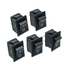 Mini interruptor de botón negro, 5 uds., 6A-10A, 250V, KCD1-101, 2 pines, interruptor basculante de encendido/apagado, 21x15MM 2024 - compra barato