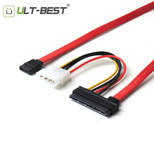 ULT-BEST кабель SATA 22pin 7 + 15pin для SATA 7Pin женский с Molex IDE 4Pin мощность 5В 12В кабели 50 см для 2,5 3,5 HDD SSD 2024 - купить недорого