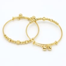 2 Pices Children Bangle Bracelet Yellow Gold Filled Girls Lovely Adjustable Bangle Fashion Gift diameter 5cm 2024 - buy cheap
