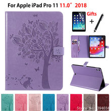 Case For iPad Pro 11 (2018) Cover Tablet Funda For New iPad Pro 11 inch 2018 Cat Tree Pattern PU Leather Stand Shell +Film+Pen 2024 - buy cheap