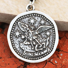 Wholesales 5Pcs/Lot,Mens Guardian Angel St Michael Necklace Medal Catholicism Gift Saint Archangel Parton Jewelry 2024 - buy cheap