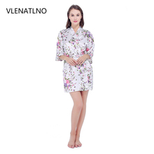 Vlenatlno-roupão curto de cetim feminino, sexy, noturno, renda, roupão, perfeito, casamento, noiva, damas de honra, vestiário para mulheres 2024 - compre barato