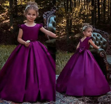 Vestidos de color morado Vintage para mujer, vestidos de fiesta para desfile con lazo grande en la espalda, cremallera de longitud hasta el suelo, vestidos de fiesta para desfile hechos A medida 2024 - compra barato