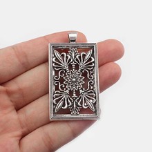 4PCS Large Antique Hollow Flower Rectangle Charms Pendants for Necklace Jewelry Findings  50x28mm 2024 - buy cheap