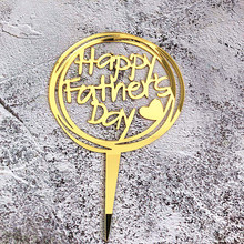 "Happy Father's Day " Acrylic Cake Topper Circle Heart Gold Black Acrylic Cake Flags Father's Birthday Party Cake Decorations 2024 - buy cheap